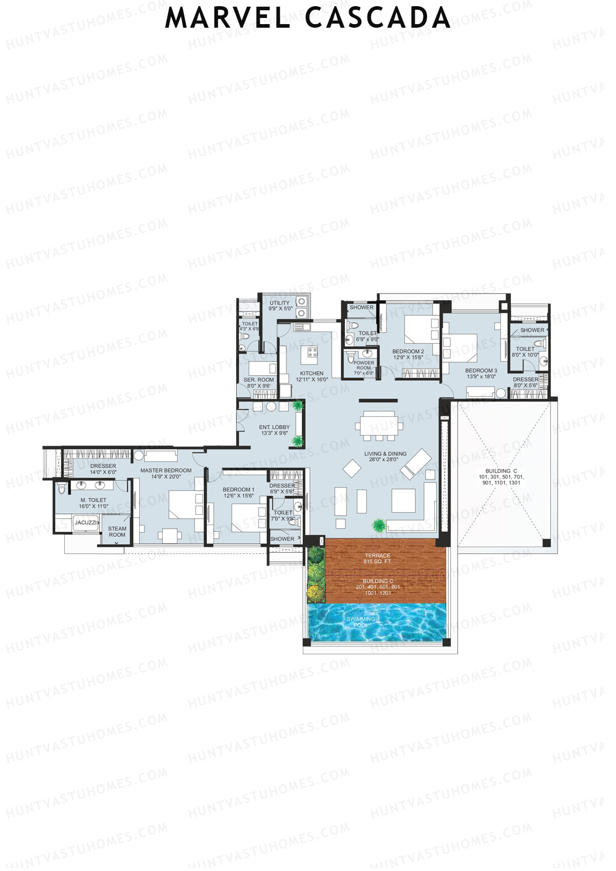 Marvel Cascada, Tower C, Unit 1, 4BHK, Super Area 4795   sq ft 