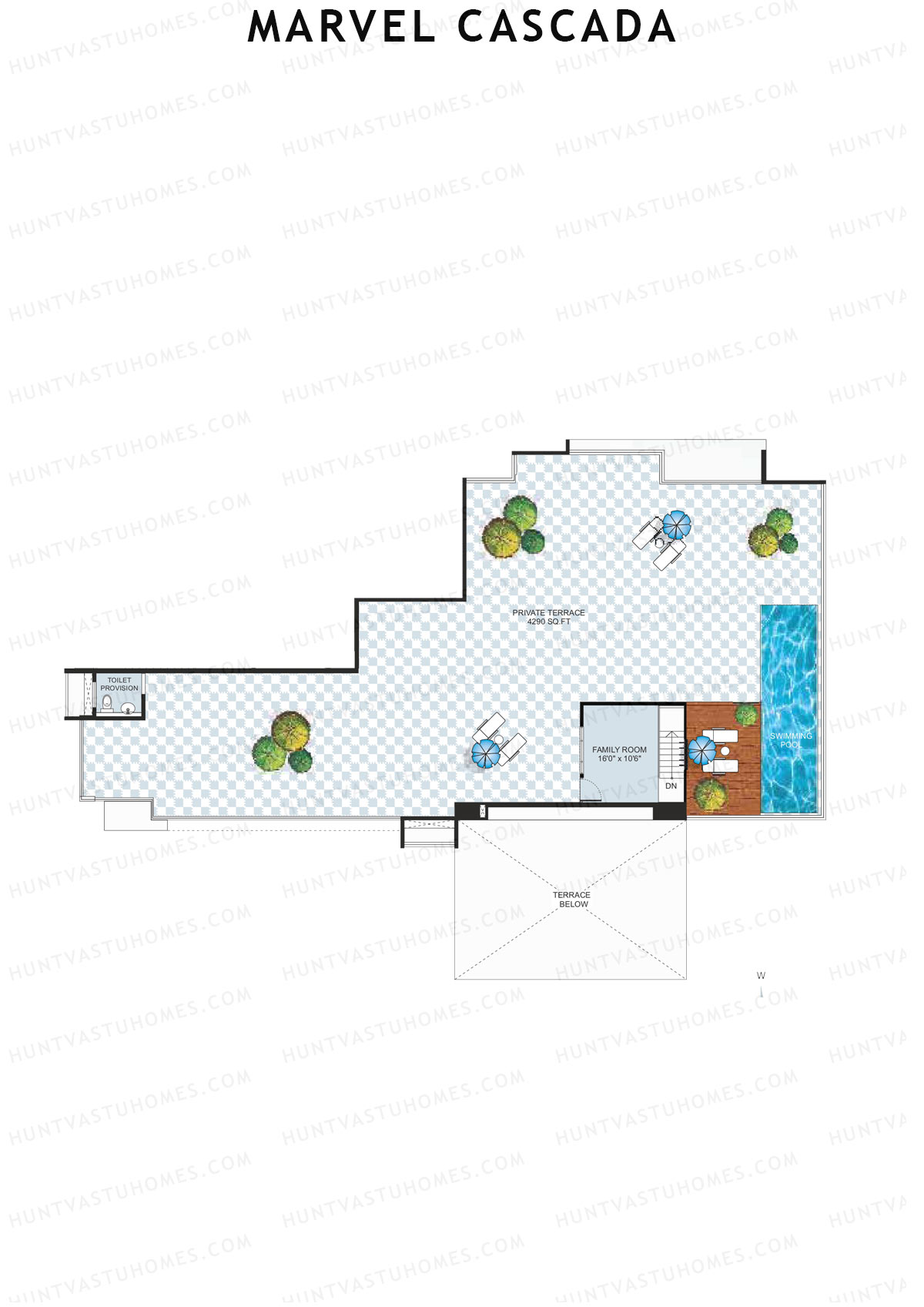 Marvel Cascada, Tower C, Unit 1 (Penthouse), 4BHK, Super Area 6635   sq ft 