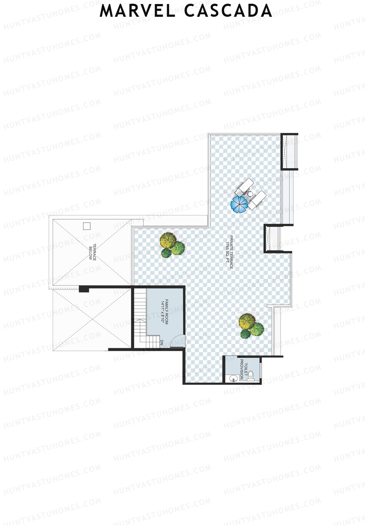 Marvel Cascada, Tower D, Unit 1 (Penthouse), 3BHK, Super Area 3490   sq ft 