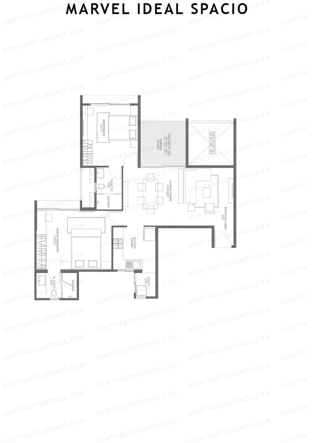 Marvel Ideal Spacio Tower B Unit 1 (Type 1) Floor Plan