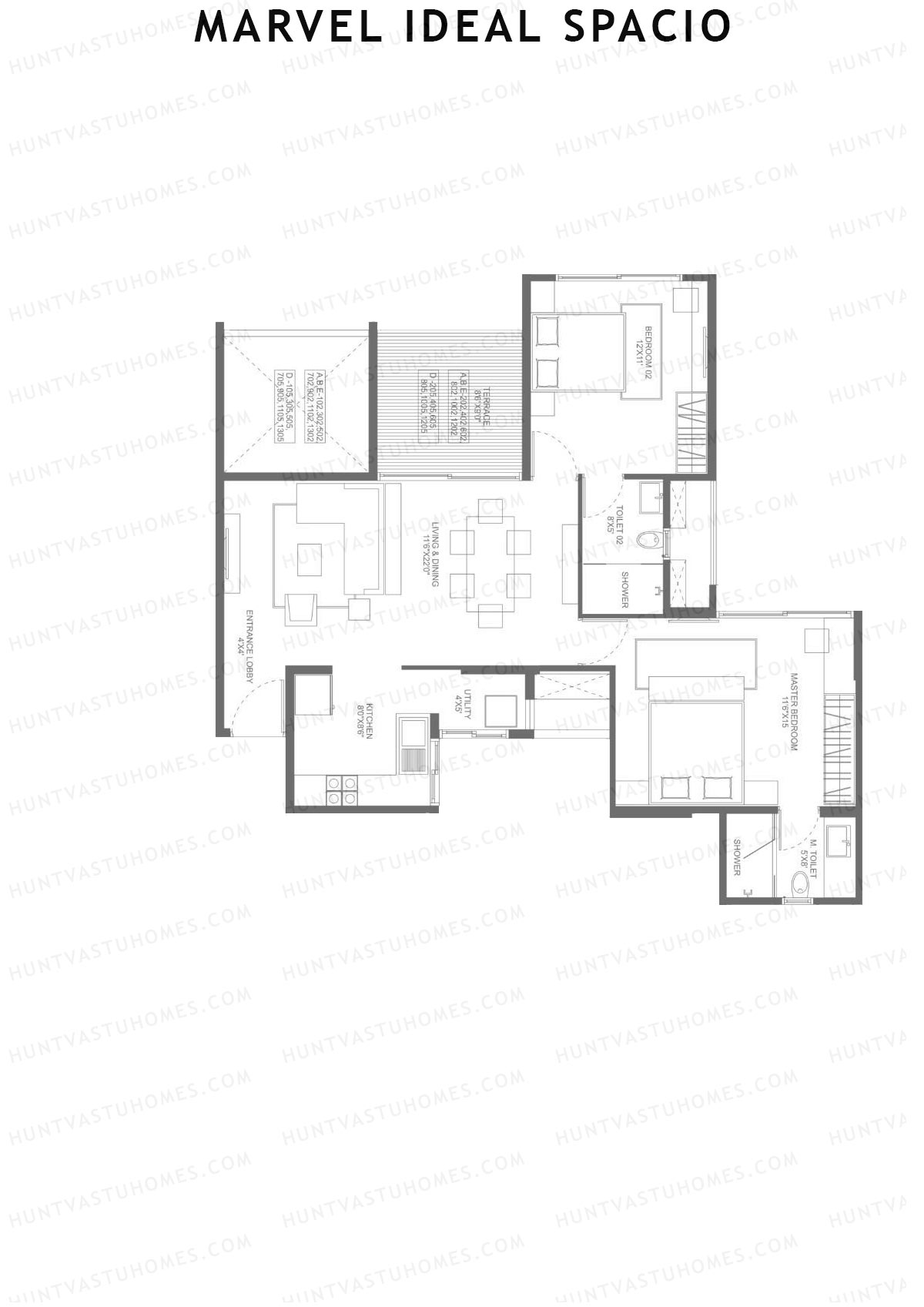 Marvel Ideal Spacio Tower B Unit 2 (Type 2) Floor Plan