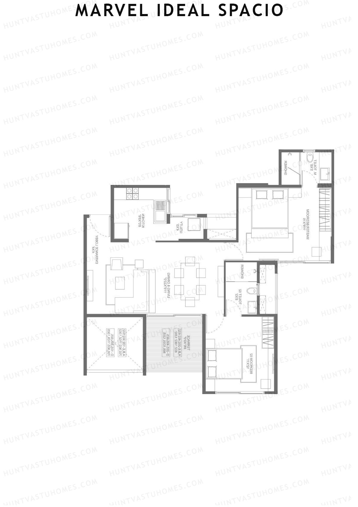 Marvel Ideal Spacio Tower B Unit 3 (Type 2) Floor Plan