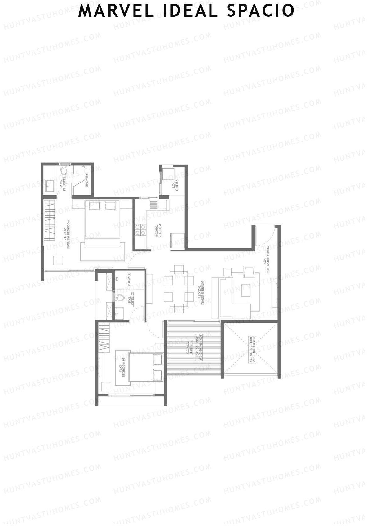 Marvel Ideal Spacio Tower B Unit 4 (Type 1) Floor Plan