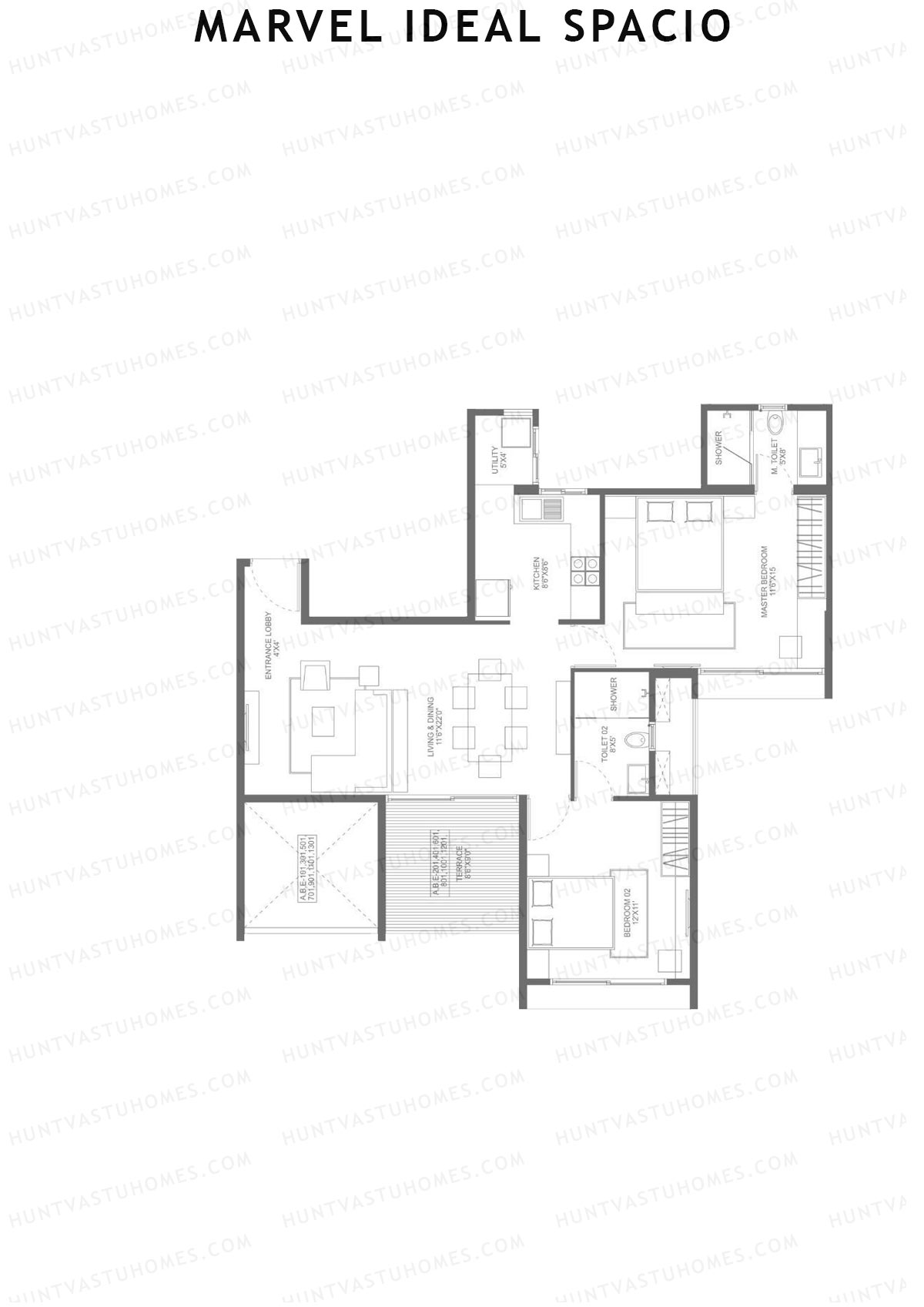 Marvel Ideal Spacio Tower C Unit 3 (Type 1) Floor Plan