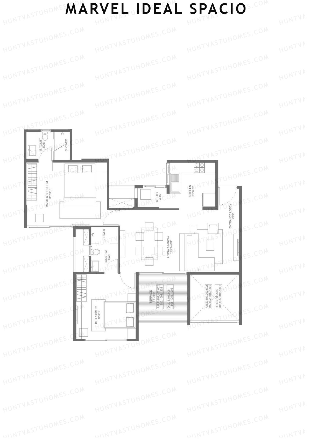 Marvel Ideal Spacio Tower C Unit 4 (Type 2) Floor Plan