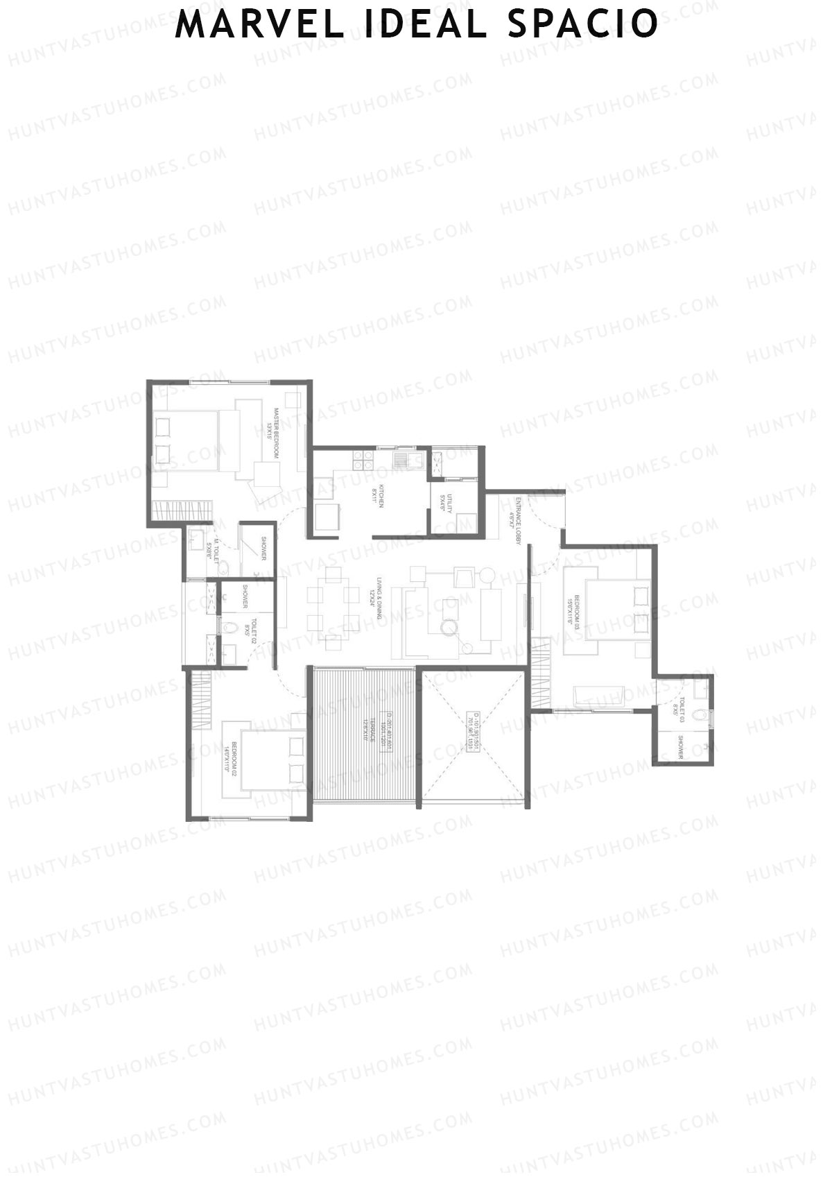 Marvel Ideal Spacio Tower D Unit 1 Floor Plan