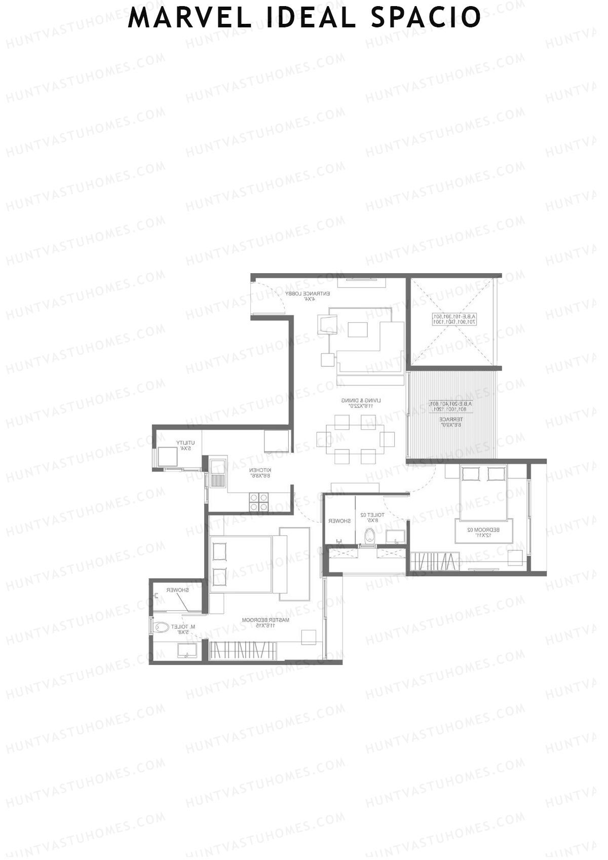 Marvel Ideal Spacio Tower D Unit 3 (Type 1) Floor Plan