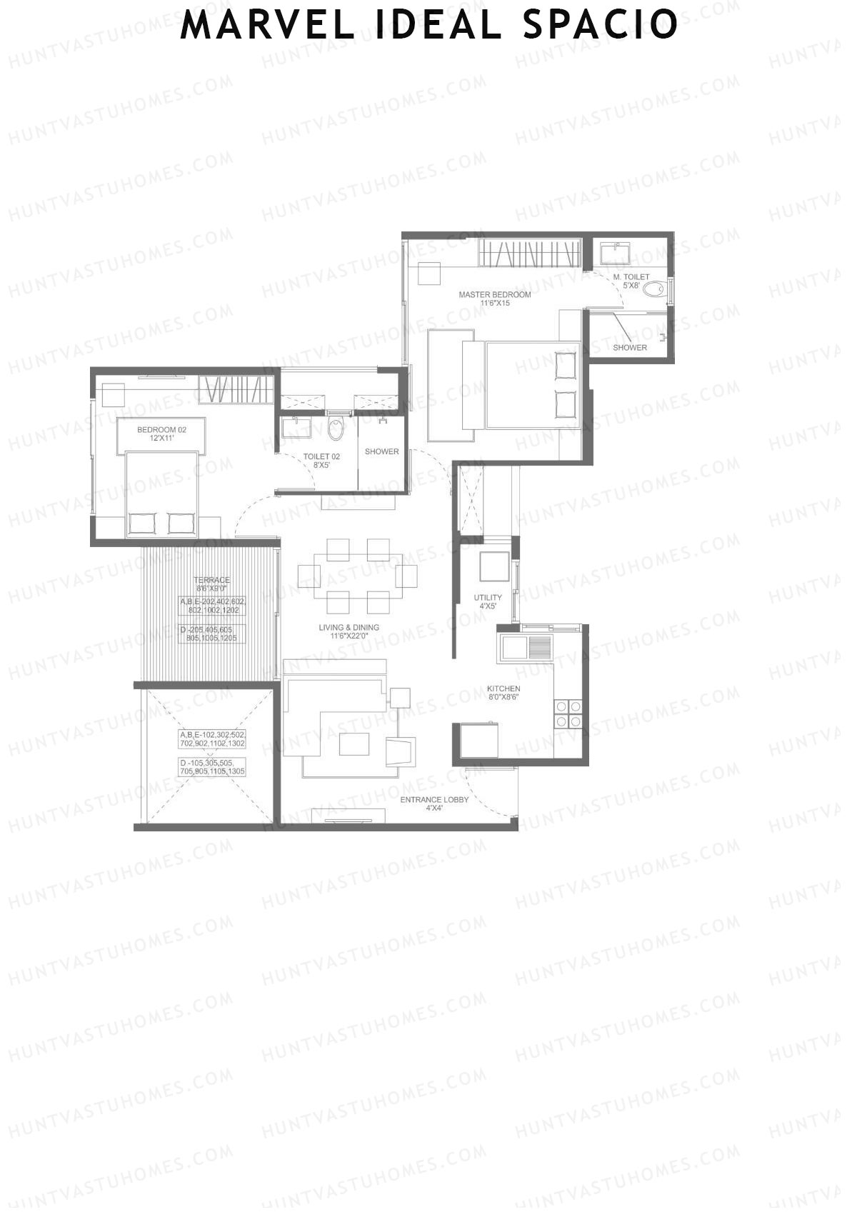 Marvel Ideal Spacio Tower E Unit 2 (Type 2) Floor Plan