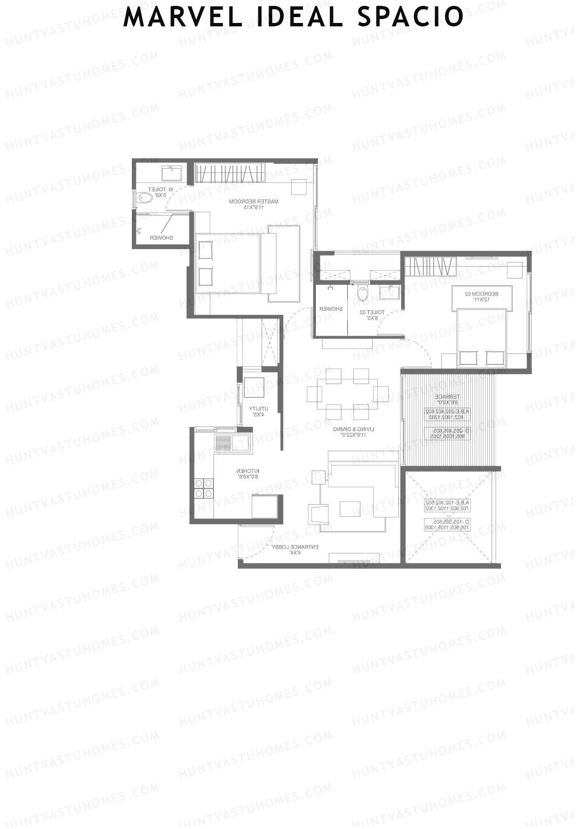 Marvel Ideal Spacio Tower E Unit 3 (Type 2) Floor Plan