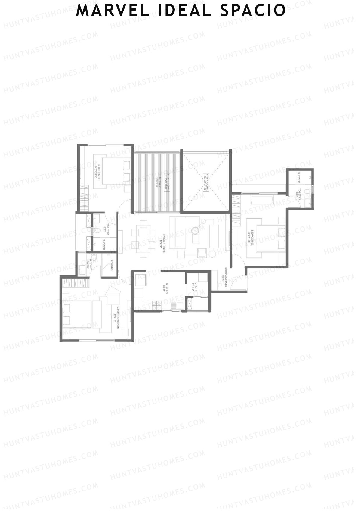 Marvel Ideal Spacio Tower F Unit 1 Floor Plan