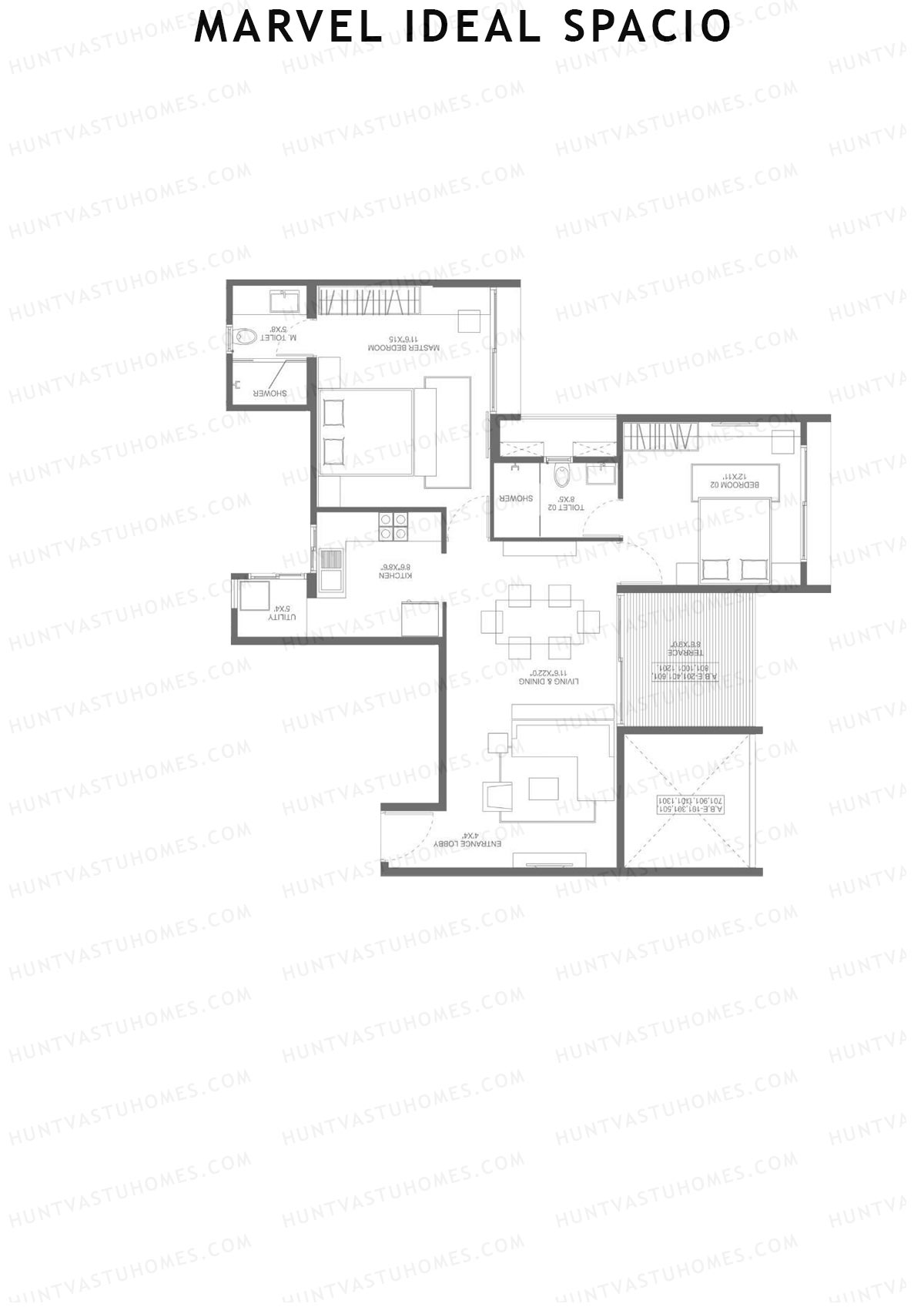 Marvel Ideal Spacio Tower F Unit 3 (Type 1) Floor Plan