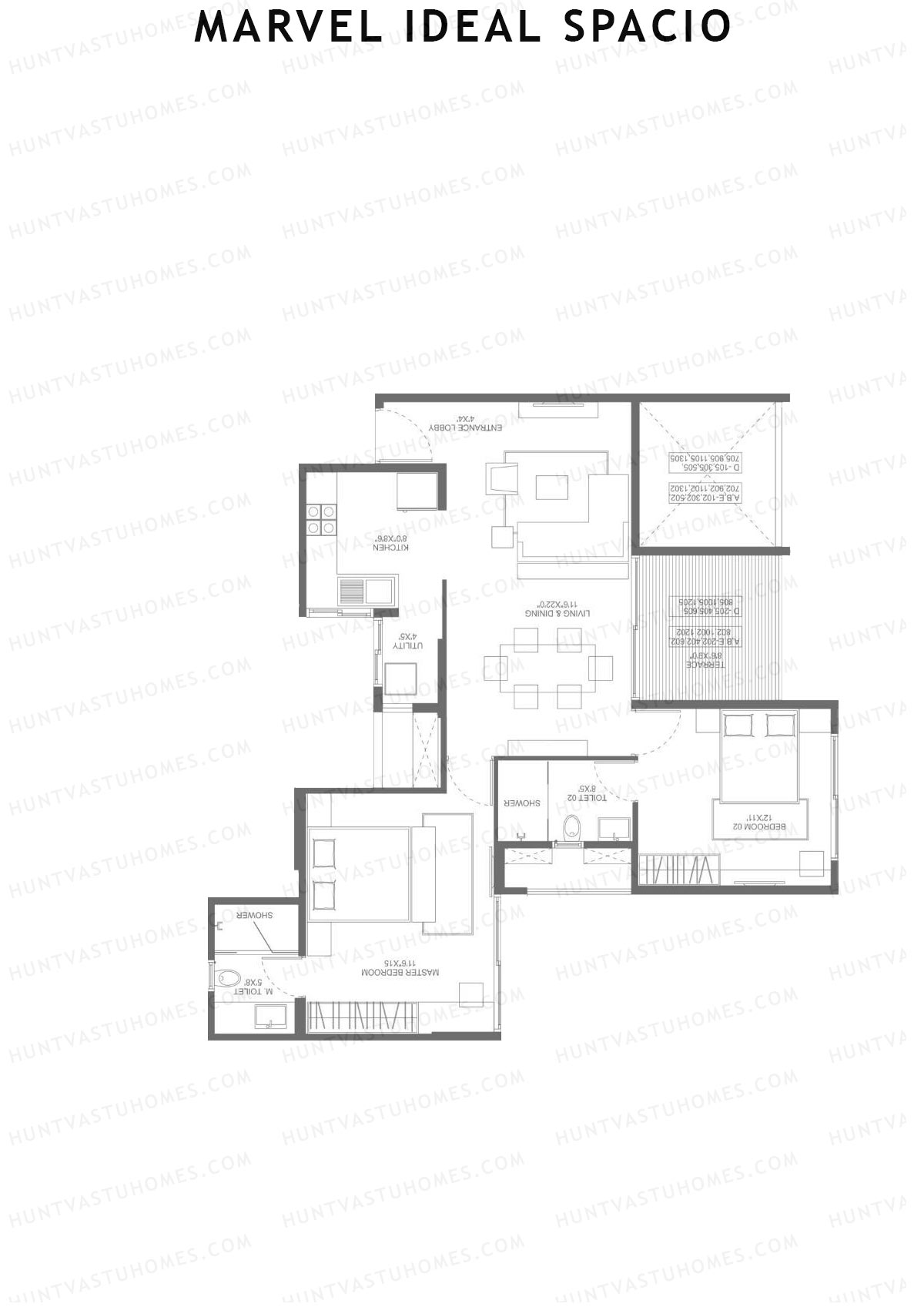 Marvel Ideal Spacio Tower F Unit 4 (Type 2) Floor Plan