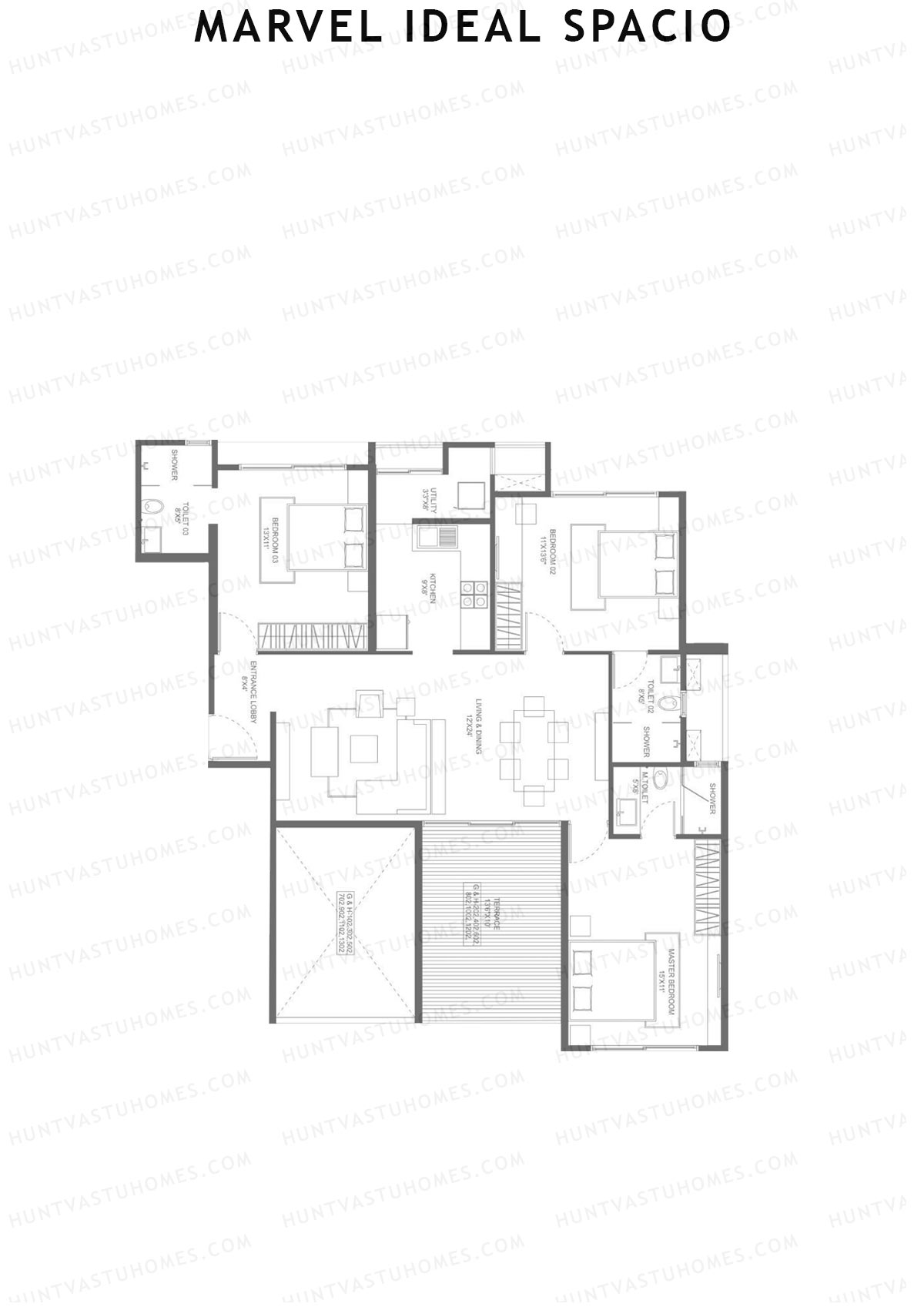 Marvel Ideal Spacio Tower H Unit 2 Floor Plan