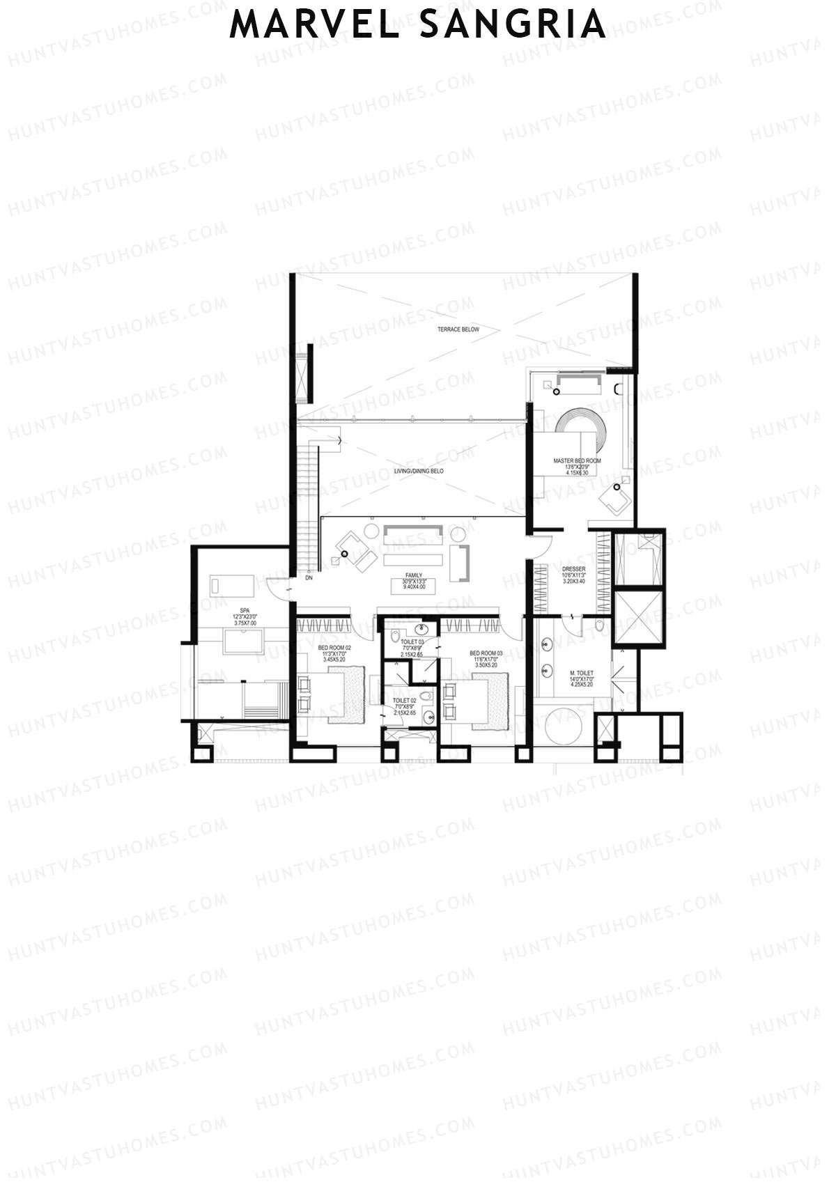 Marvel Sangria Tower B Unit 1 (Duplex) Floor Plan