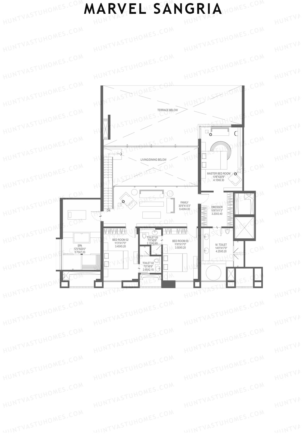 Marvel Sangria Tower E Unit 1 (Duplex) Floor Plan