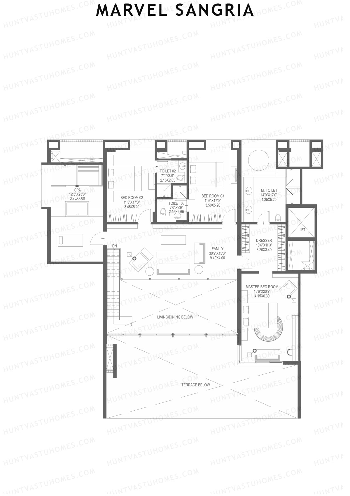 Marvel Sangria Tower K Unit 1 (Duplex) Floor Plan