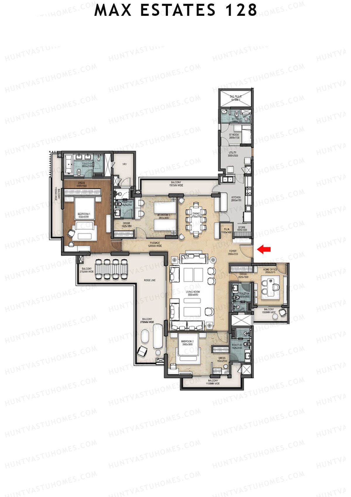 Max Estates 128 Tower 3 Unit 1 Floor Plan