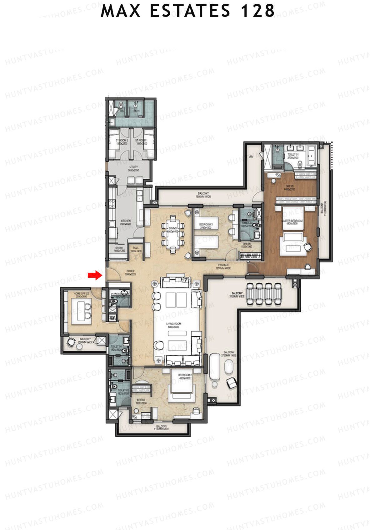 Max Estates 128 Tower 3 Unit 2 Floor Plan