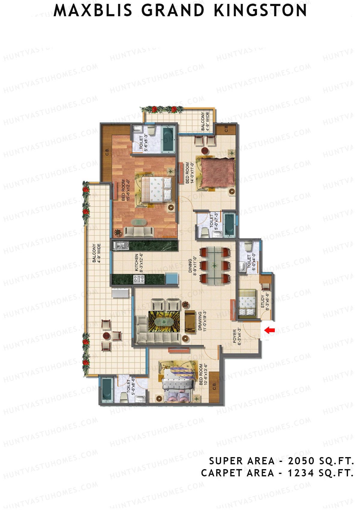 Maxblis Grand Kingston Tower B Unit 1 Floor Plan