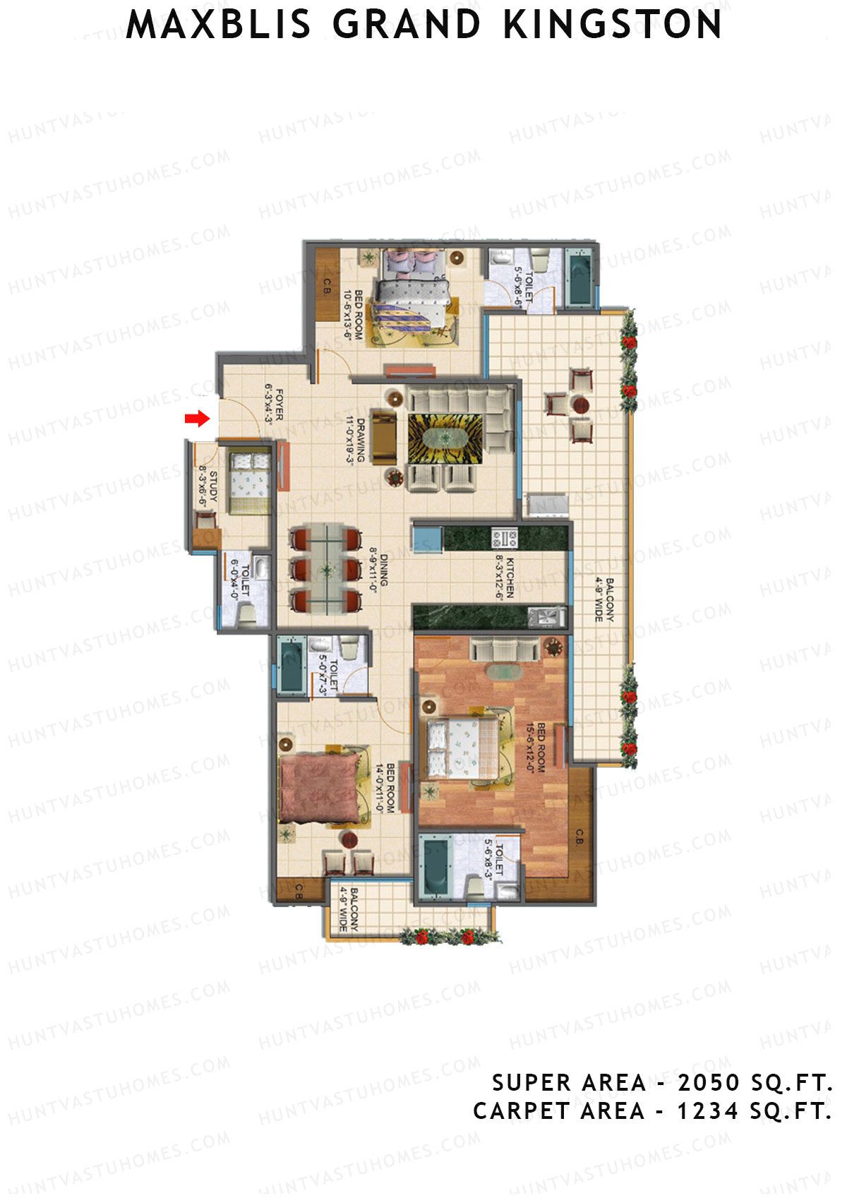 Maxblis Grand Kingston Tower B Unit 3 Floor Plan