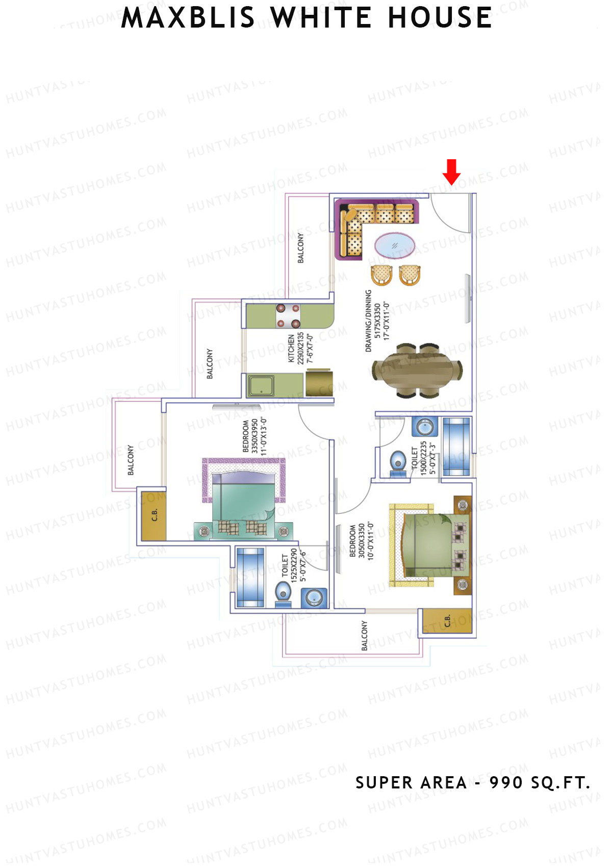 Maxblis White House Tower A Unit 1 Floor Plan