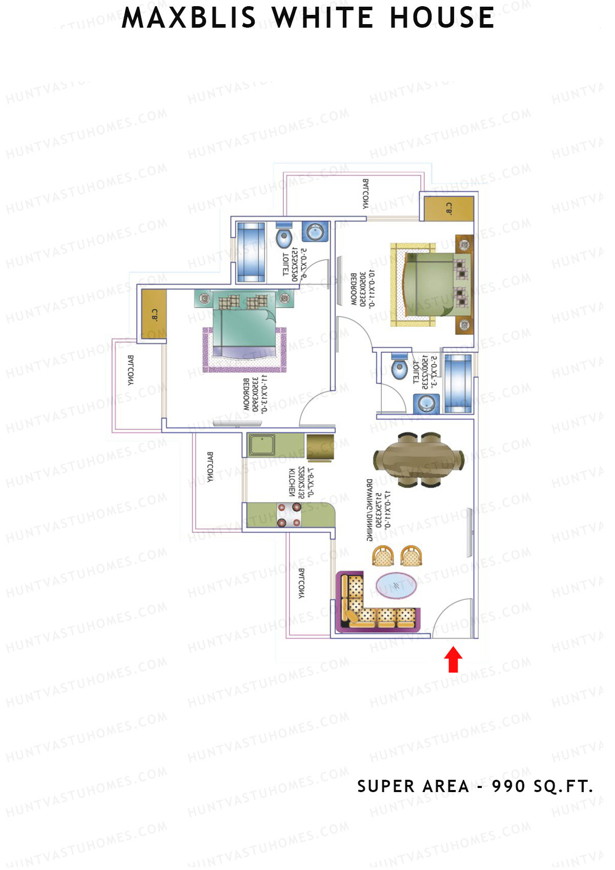 Maxblis White House Tower A Unit 3 Floor Plan