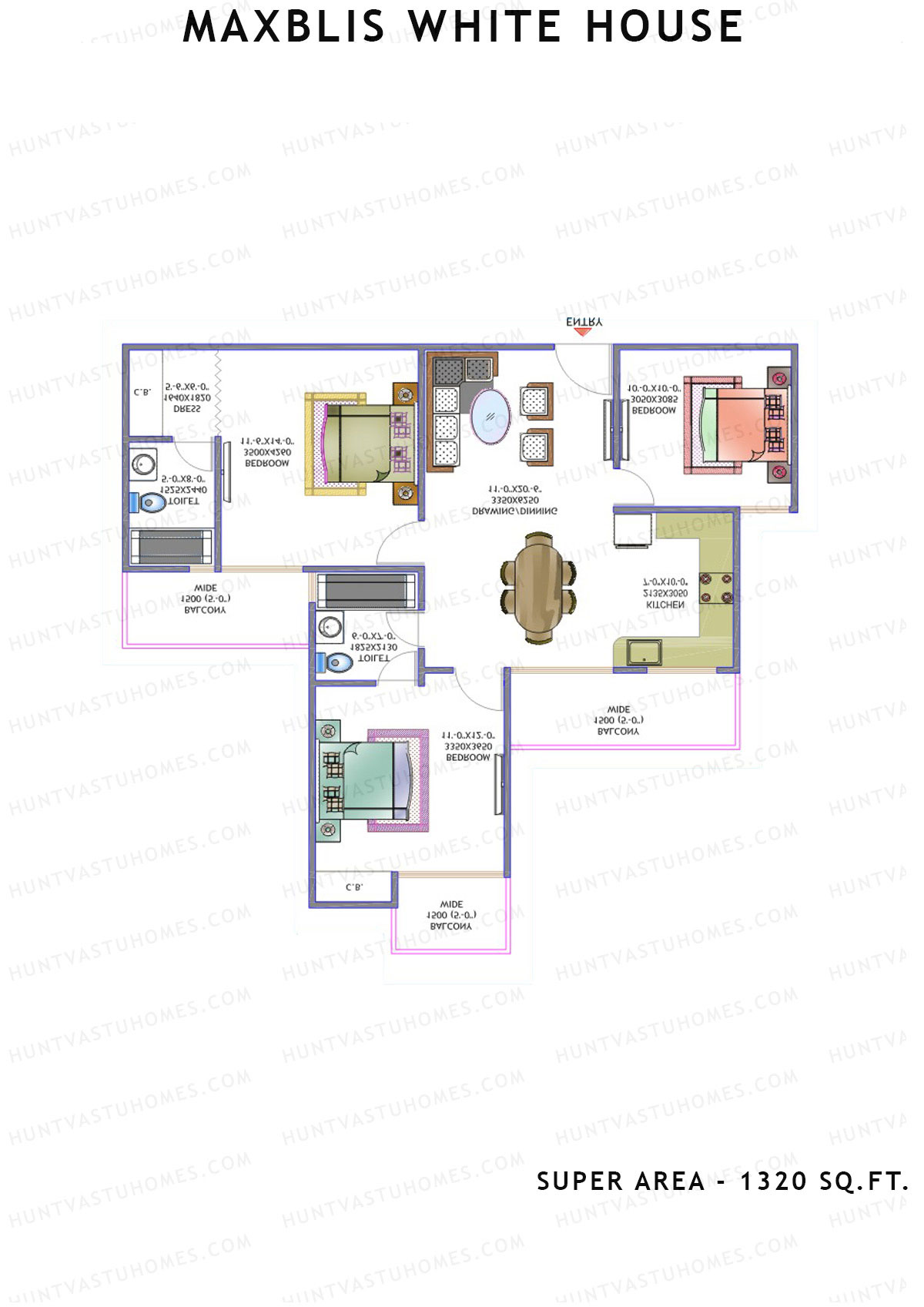Maxblis White House Tower B Unit 1 Floor Plan
