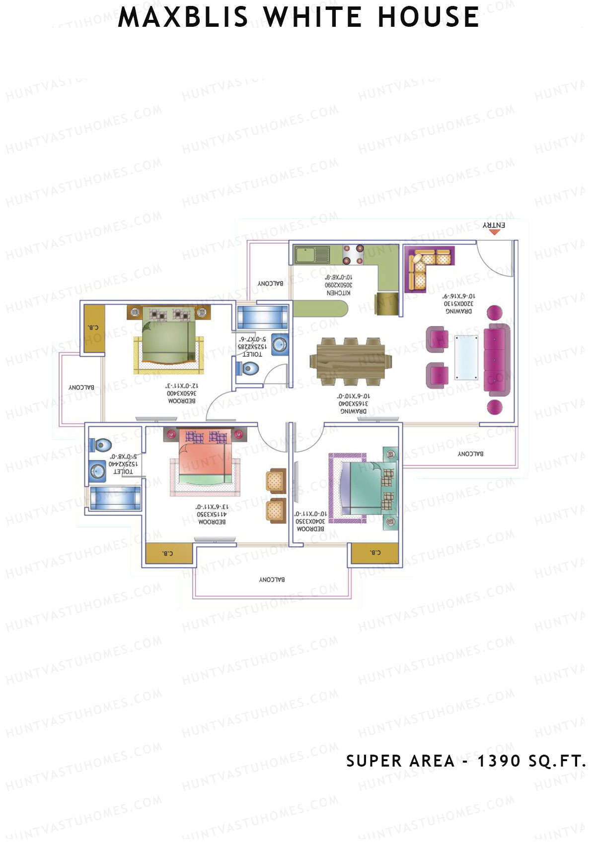 Maxblis White House Tower B Unit 2 Floor Plan