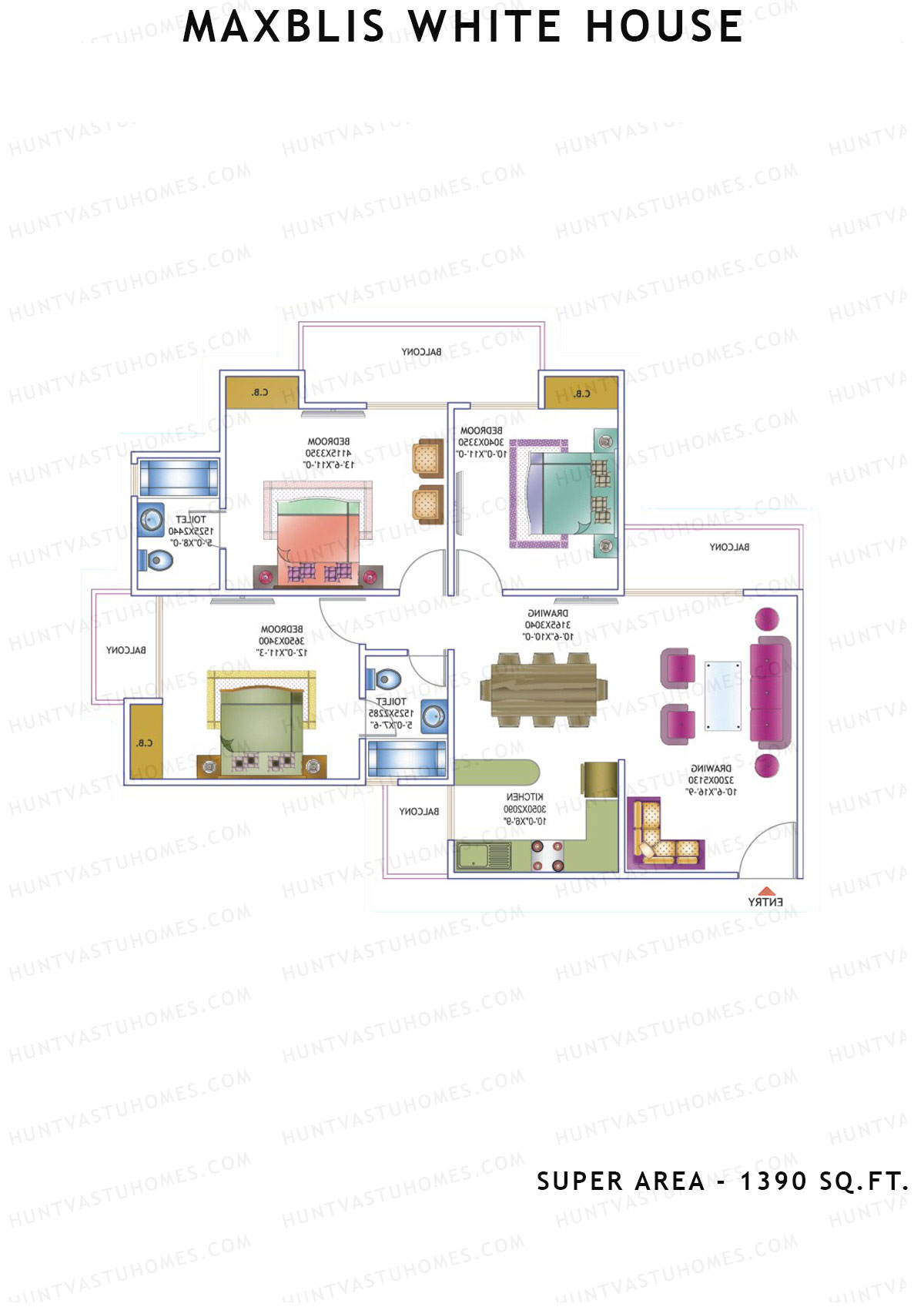 Maxblis White House Tower B Unit 3 Floor Plan