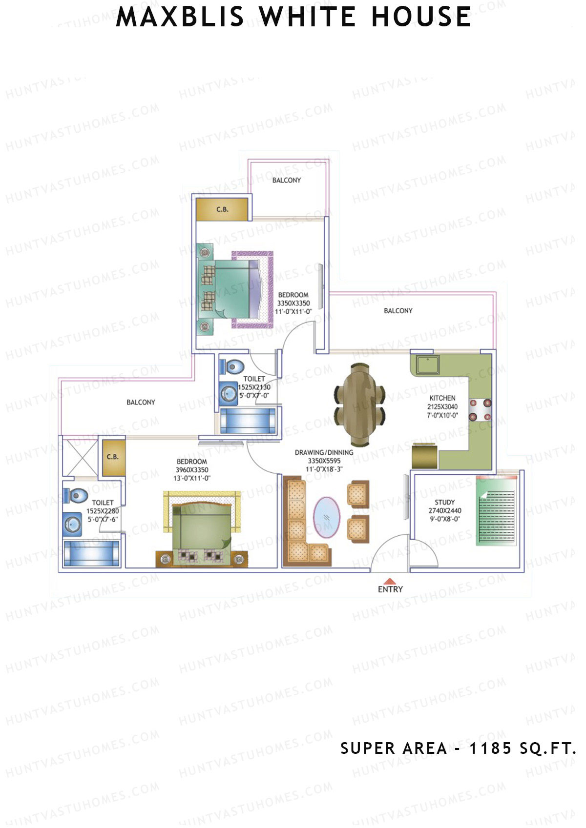 Maxblis White House Tower C Unit 2 Floor Plan