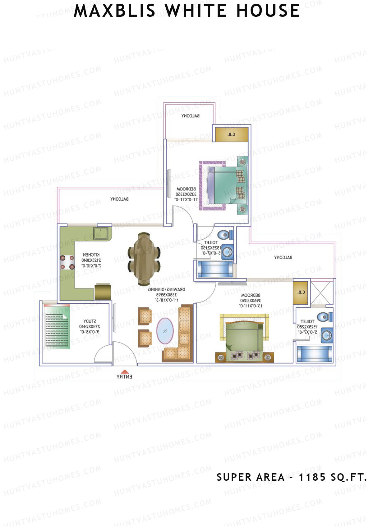 Maxblis White House Tower C Unit 3 Floor Plan