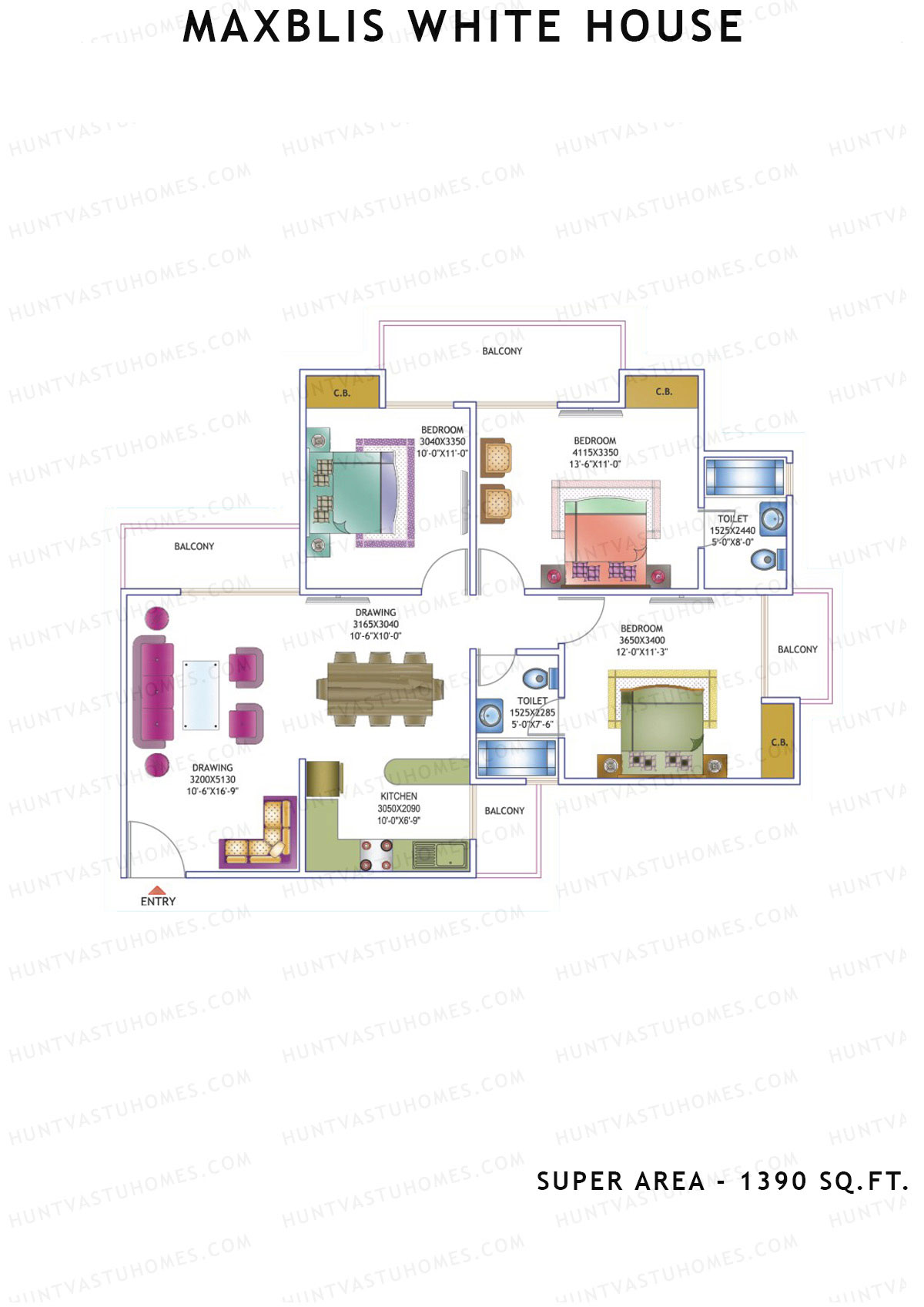 Maxblis White House Tower C Unit 4 Floor Plan