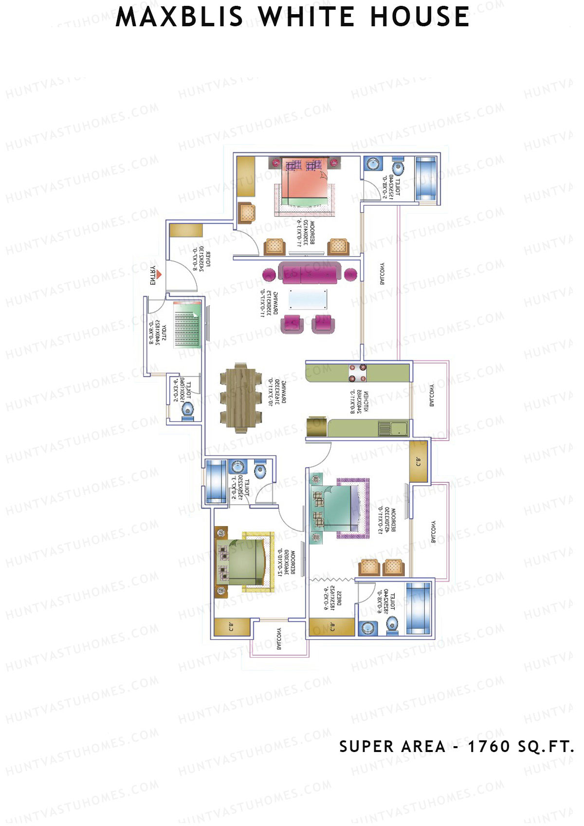 Maxblis White House Tower D Unit 1 Floor Plan