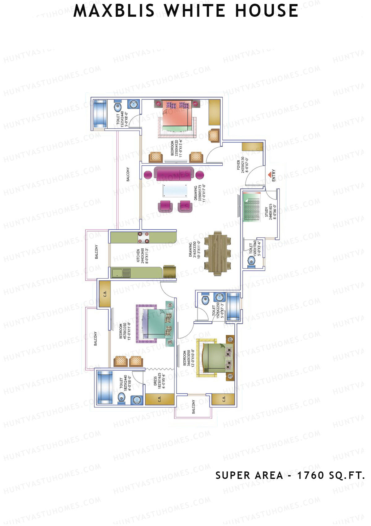 Maxblis White House Tower D Unit 2 Floor Plan
