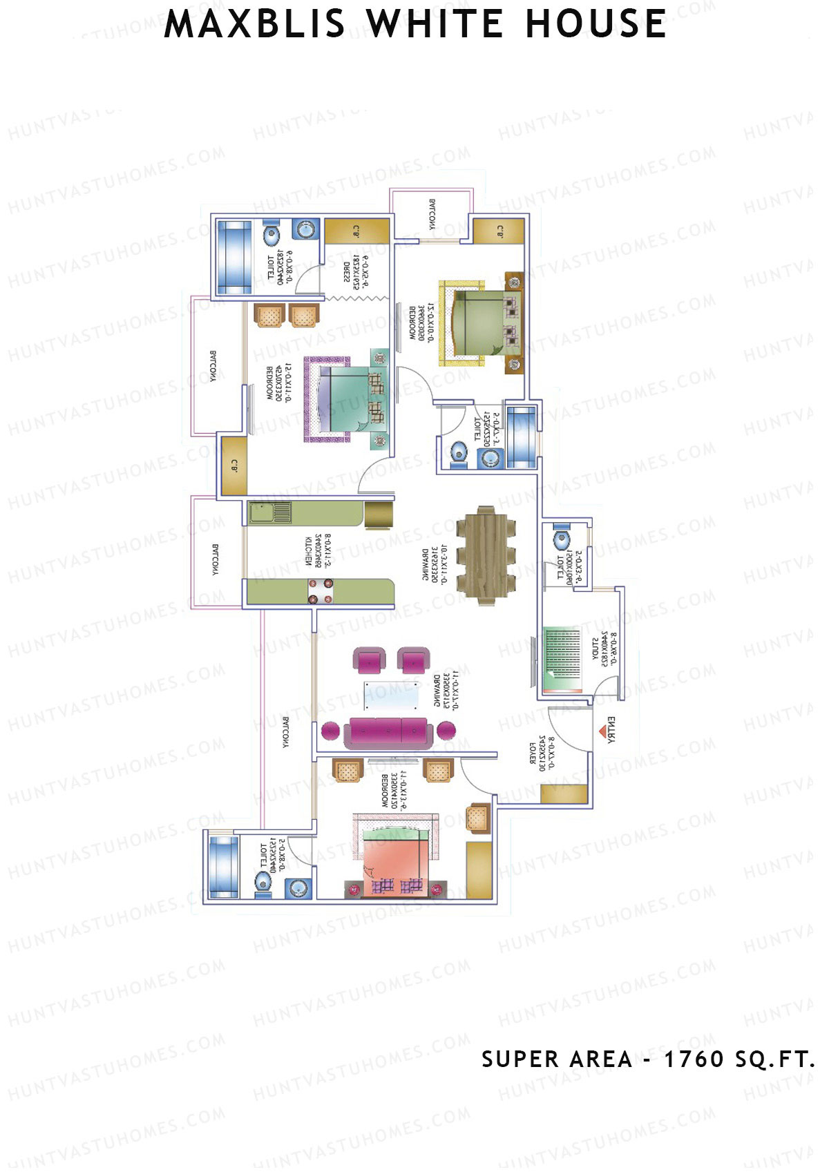 Maxblis White House Tower D Unit 3 Floor Plan