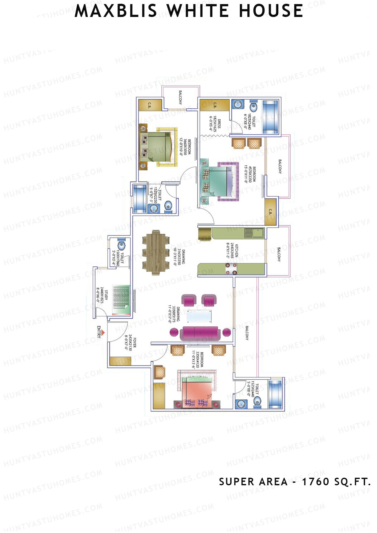 Maxblis White House Tower D Unit 4 Floor Plan
