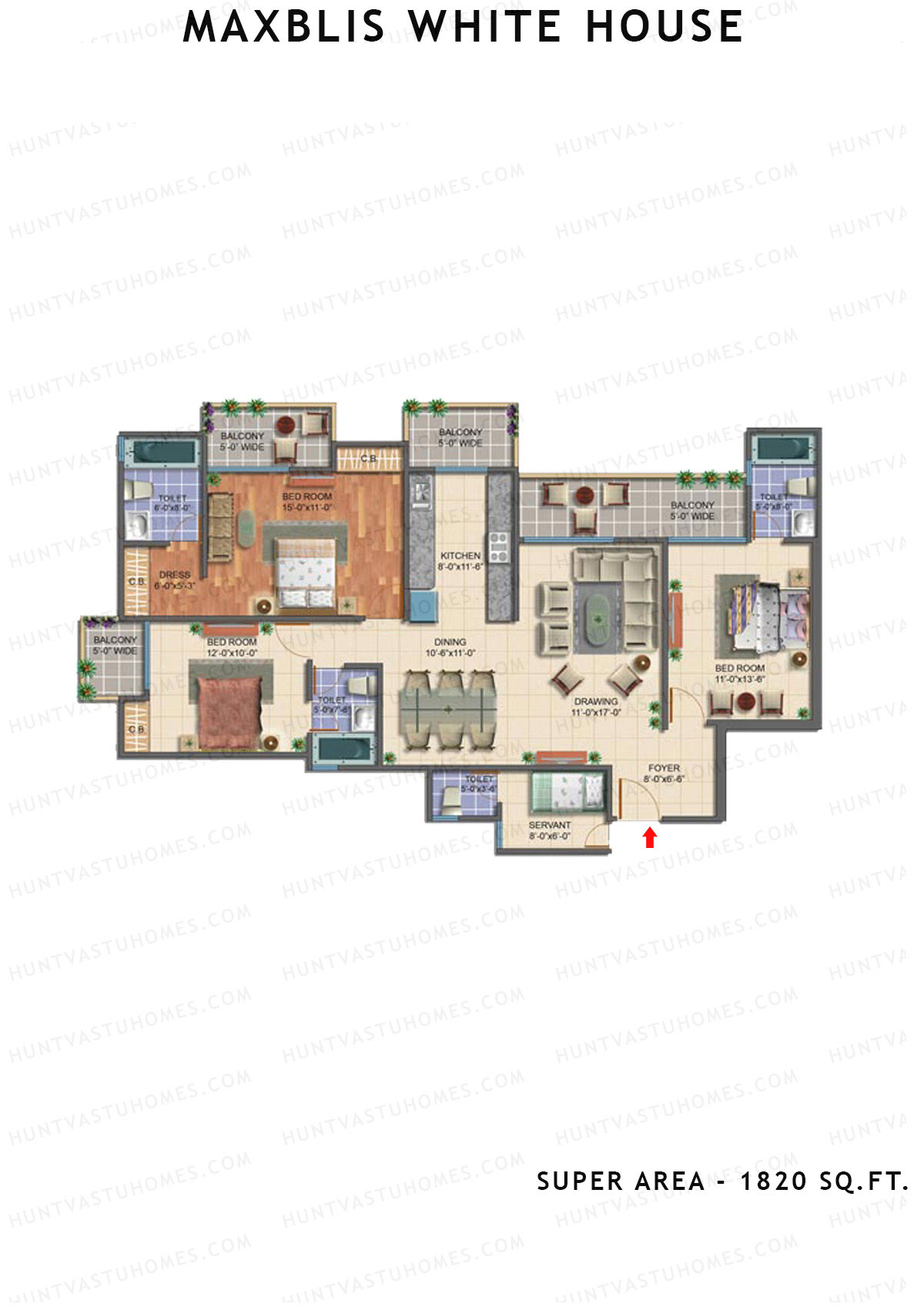 Maxblis White House Tower E Unit 1 Floor Plan