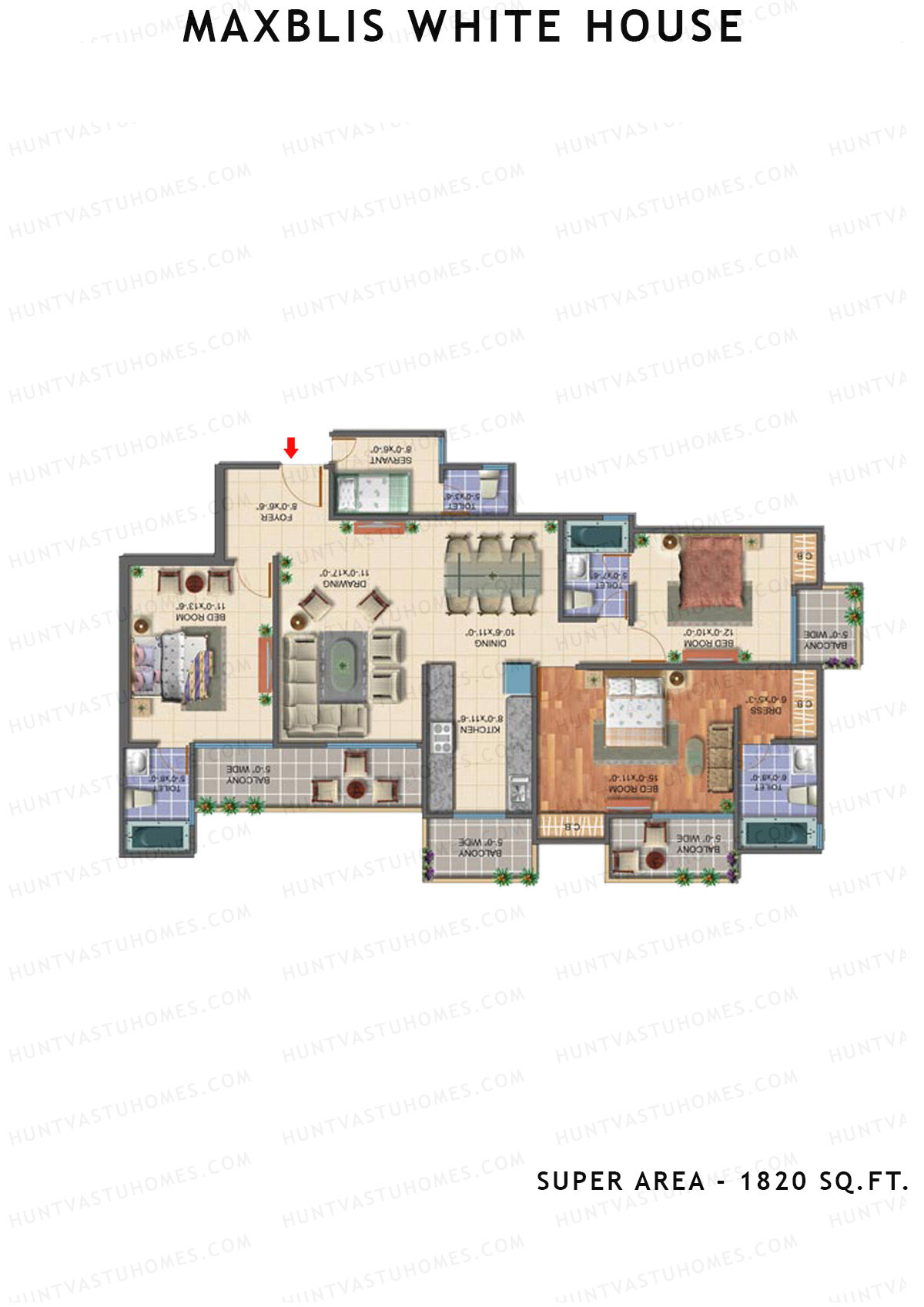 Maxblis White House Tower E Unit 3 Floor Plan