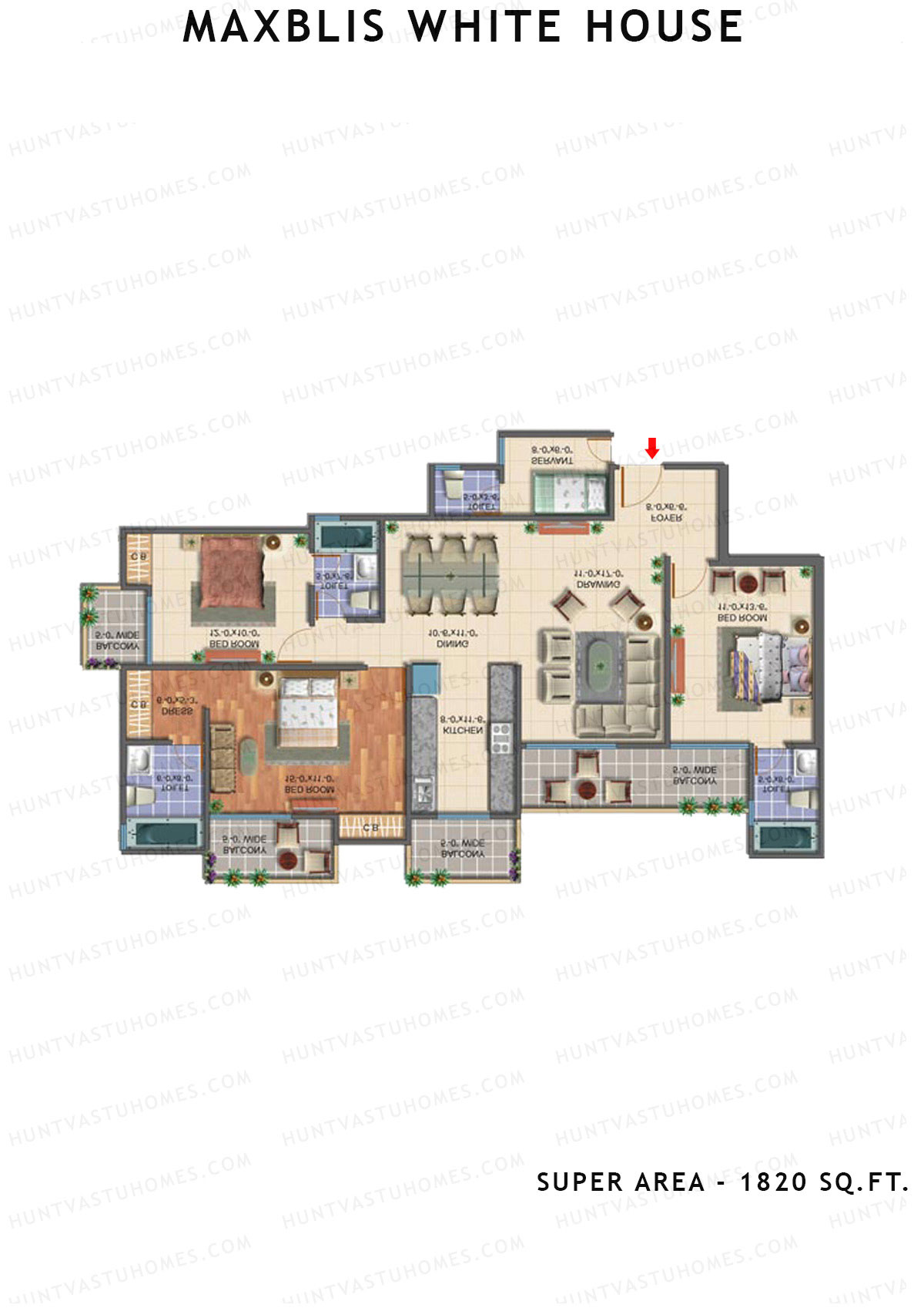Maxblis White House Tower E Unit 4 Floor Plan