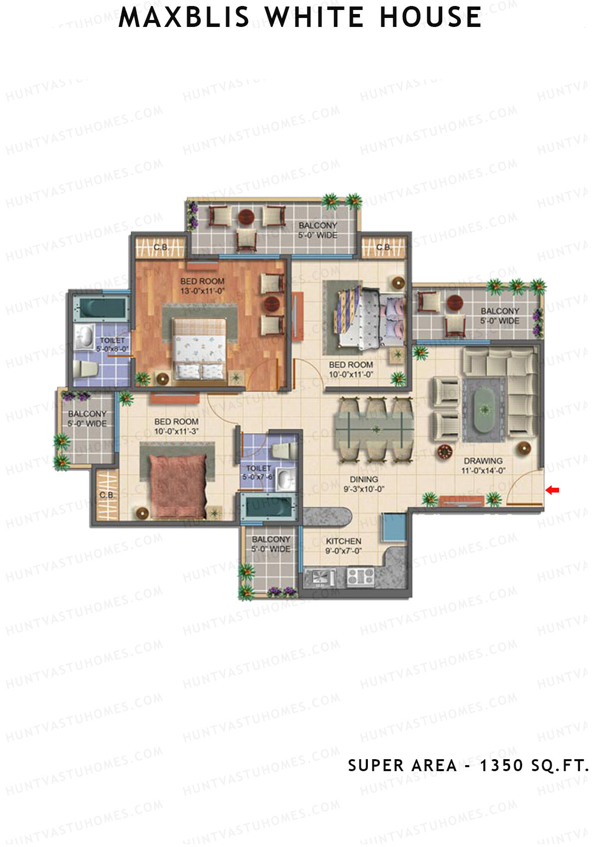 Maxblis White House Tower F Unit 1 Floor Plan