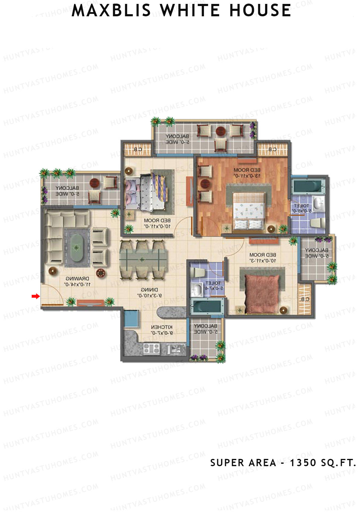 Maxblis White House Tower F Unit 2 Floor Plan