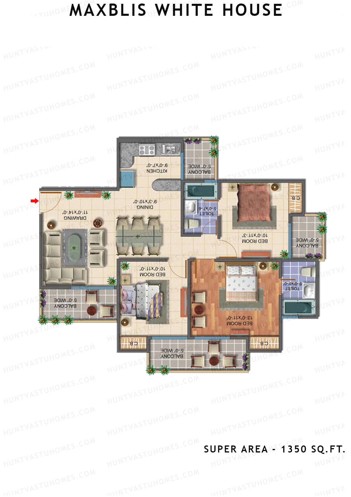 Maxblis White House Tower F Unit 3 Floor Plan