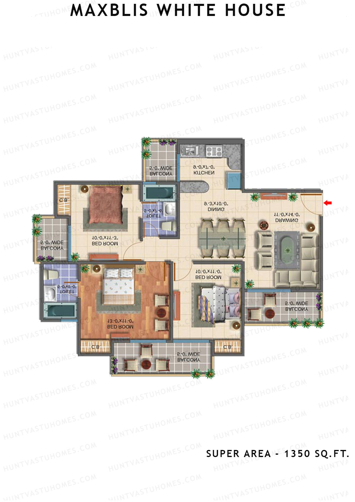Maxblis White House Tower F Unit 4 Floor Plan
