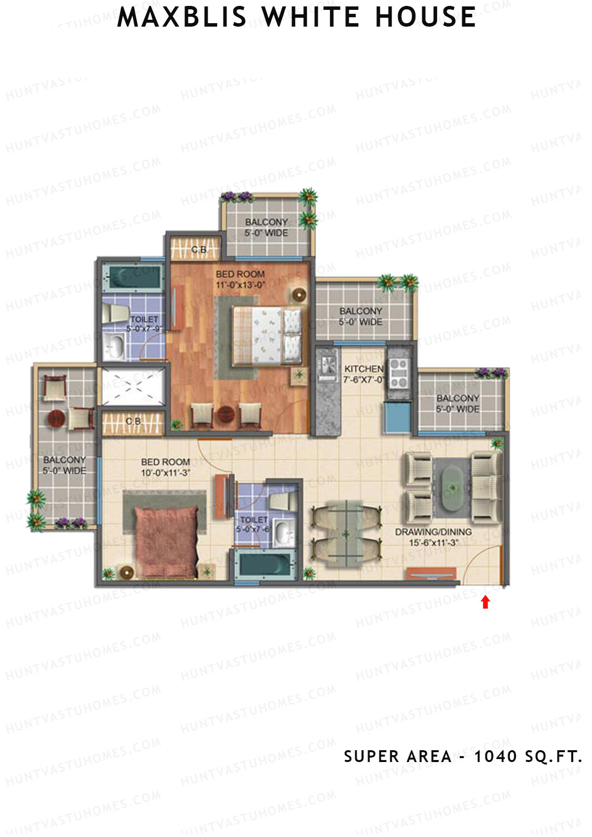 Maxblis White House Tower G Unit 1 Floor Plan