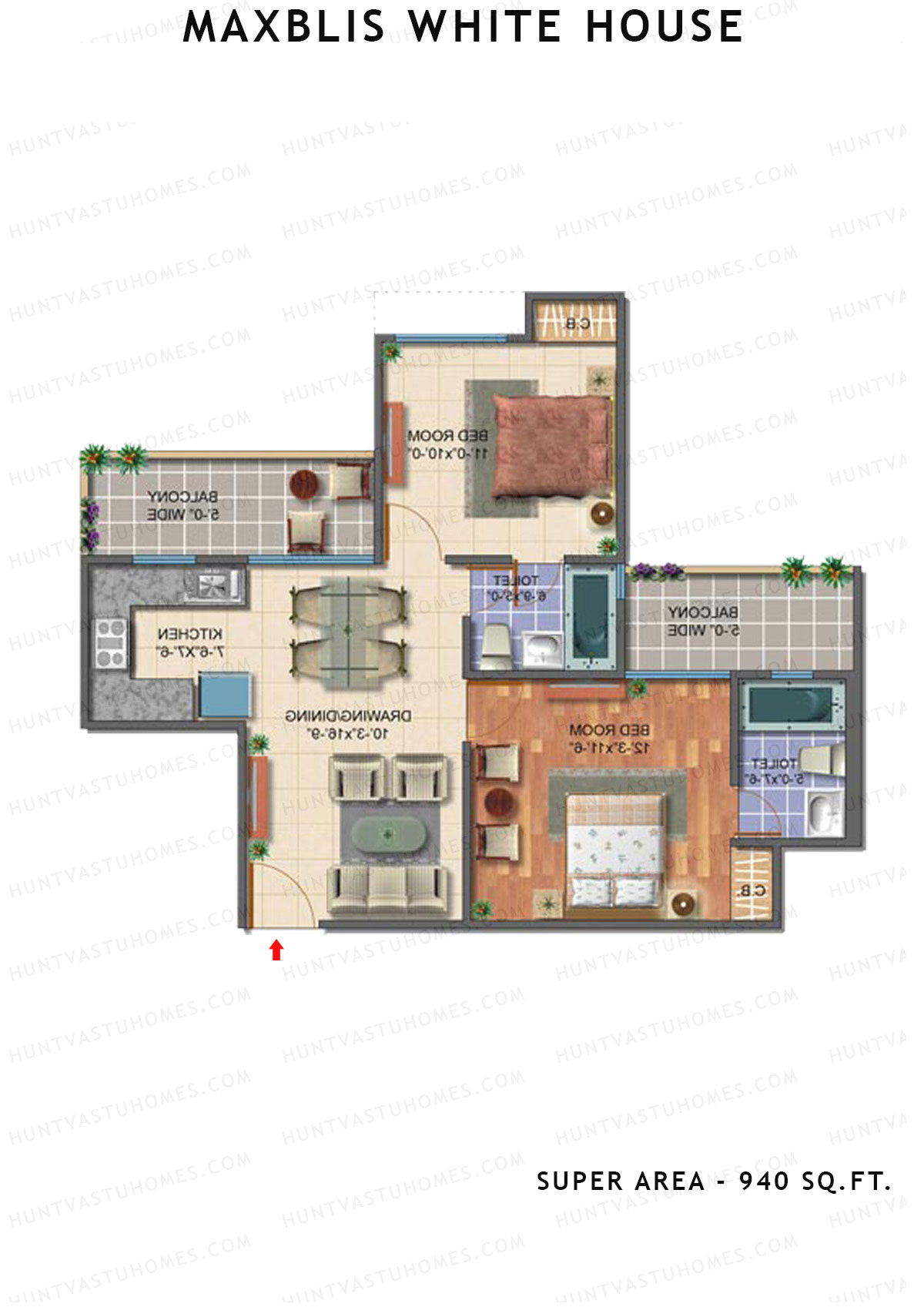 Maxblis White House Tower G Unit 2 Floor Plan