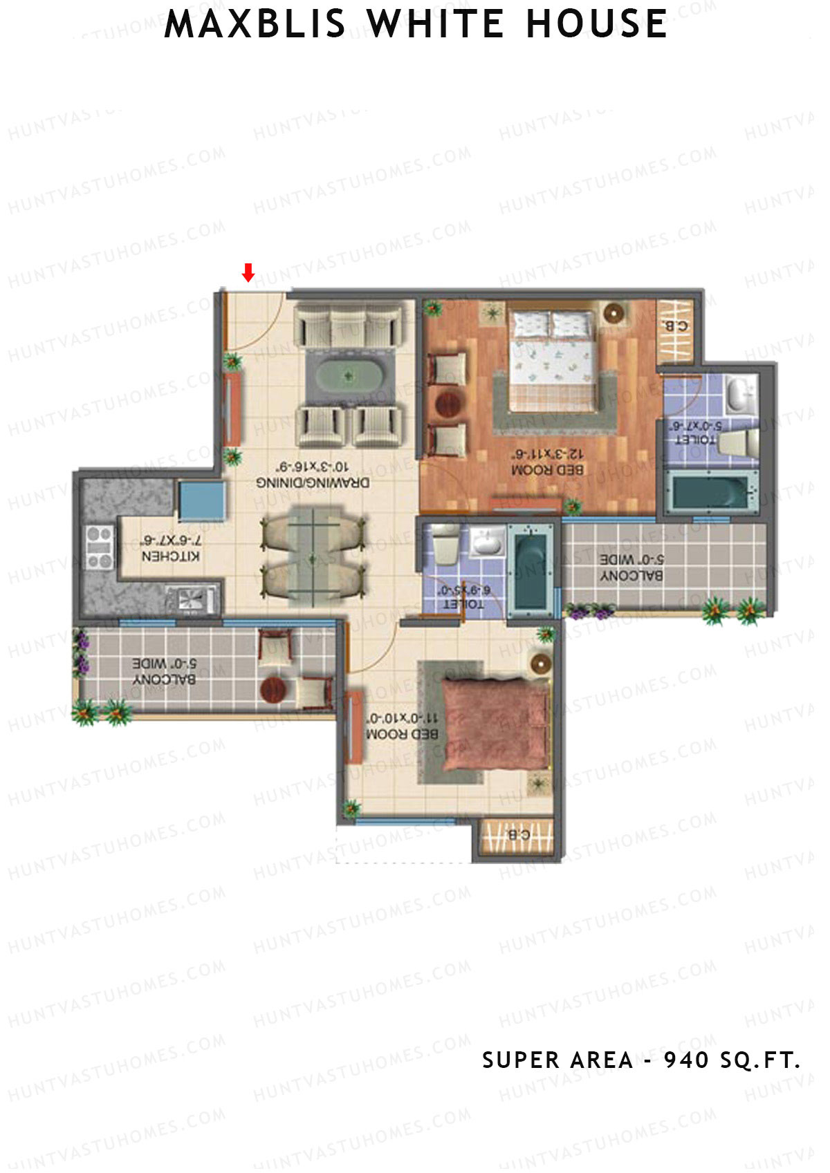 Maxblis White House Tower G Unit 5 Floor Plan