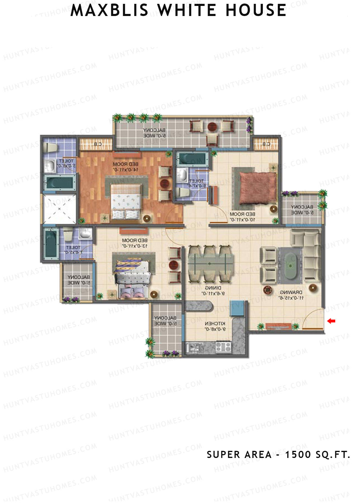 Maxblis White House Tower H Unit 1 Floor Plan