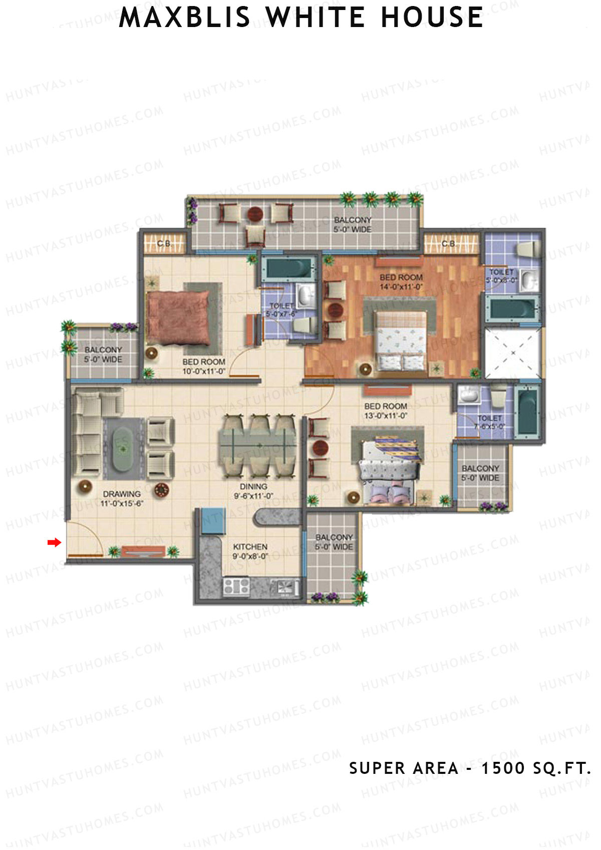 Maxblis White House Tower H Unit 2 Floor Plan