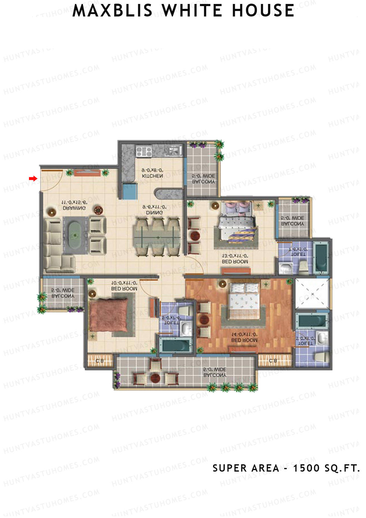 Maxblis White House Tower H Unit 3 Floor Plan