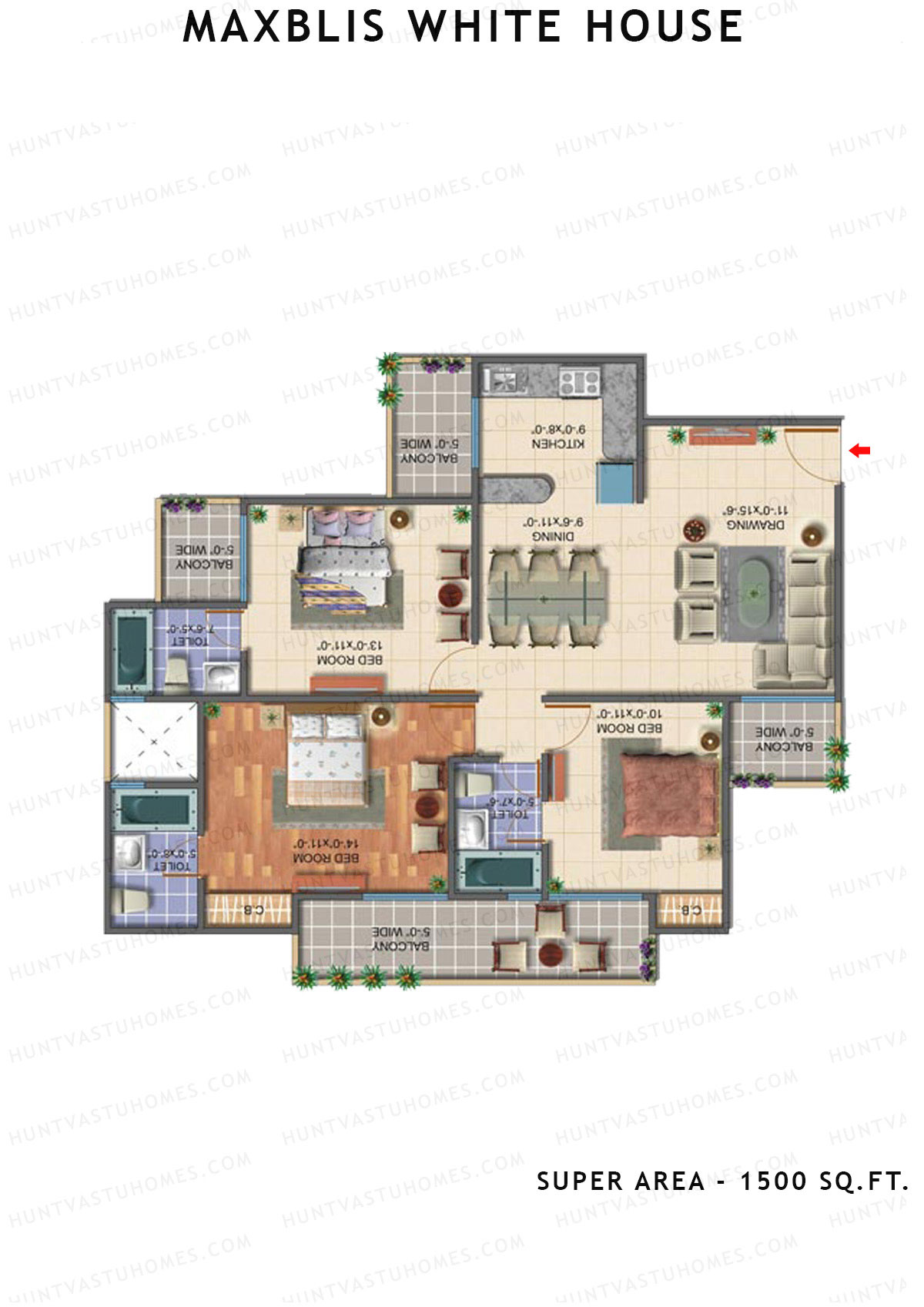 Maxblis White House Tower H Unit 4 Floor Plan